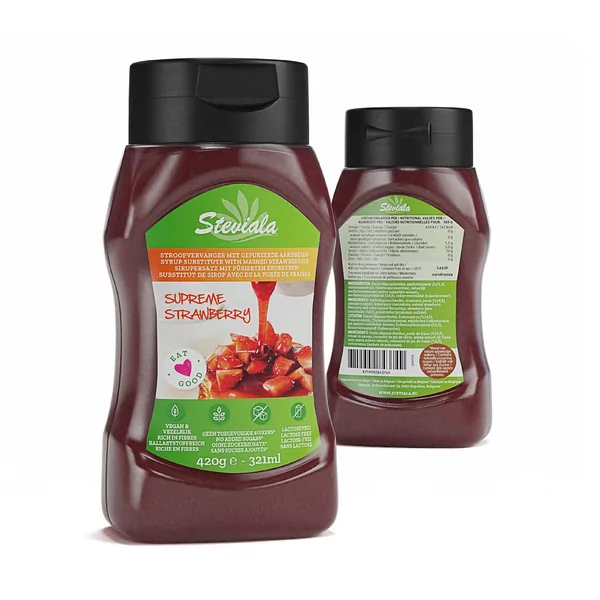 suikervrije aardbeien stroop saus Steviala Supreme Strawberry