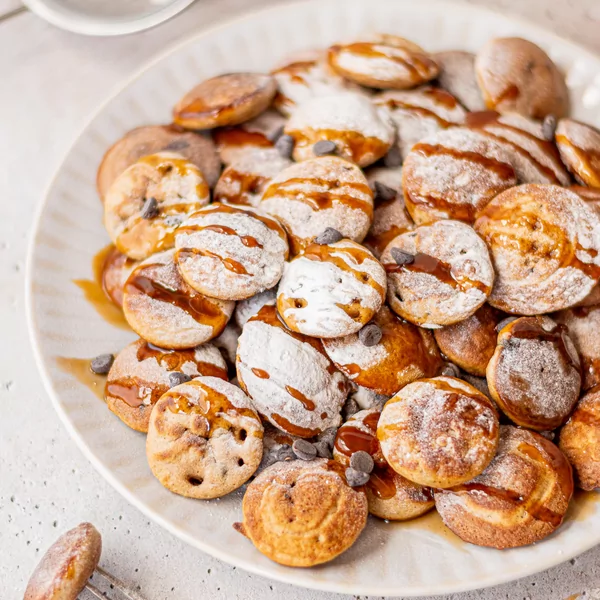 Sugarfree Dutch mini pancakes with chocolate chips