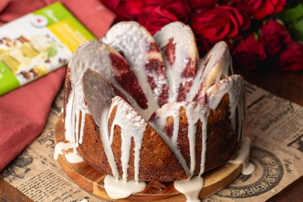 Suikervrije red velvet marmercake